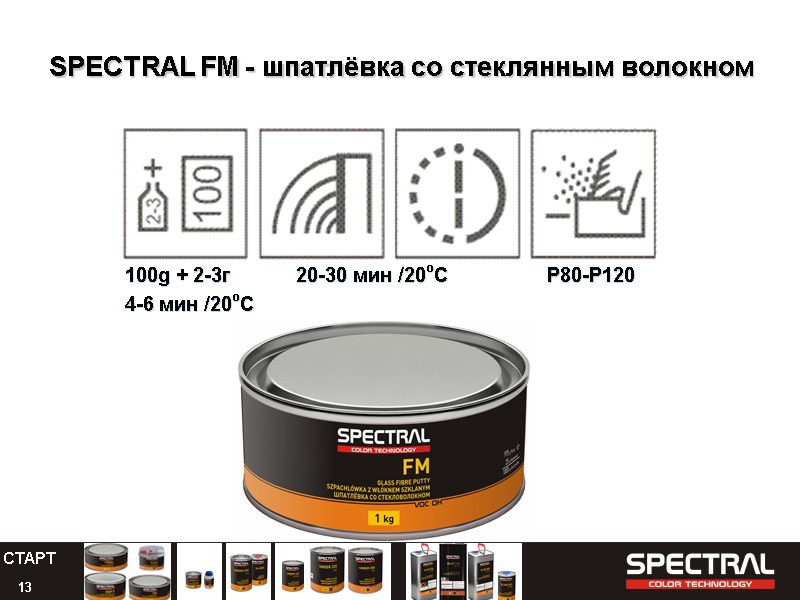 13 SPECTRAL FM - шпатлёвка со стеклянным волокном 100g + 2-3г   20-30